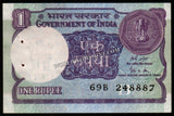 1989 India 1 Rupee GOPI KISHEN ARORA, Inset: B UNC Currency Note #A53