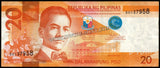 Philippines 20 Peso - 2014 P# 206a XF+ Bank Note N#202153 #UCN540