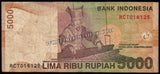 Indonesia 5000 Rupiah - 2001 P#142a Fine Bank Note N#203656 #UCN541