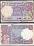 1992 India 1 Rupee M.S. AHLUWALIA, Inset: B UNC Currency Note #A57