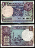 1993 India 1 Rupee M.S. AHLUWALIA, Inset: B UNC Currency Note #A58