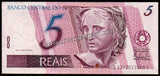 Brazil 5 Reais - 2009 P#244Ak XF+ Bank Note N#212656 #UCN588