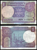 1994 India 1 Rupee M.S. AHLUWALIA, Inset: B UNC Currency Note #A59