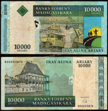 Madagascar 10000 Ariary - 2008-2015 P#92b Bank Note N#203238 #UCN590