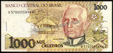 Brazil 1000 Cruzeiros - 1990 P#231a AUNC Bank Note N#206098 #UCN592