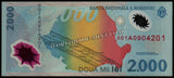 Romania 2000 Lei - 1999 P#111b AUNC Polymer Bank Note N#201590 #UCN597
