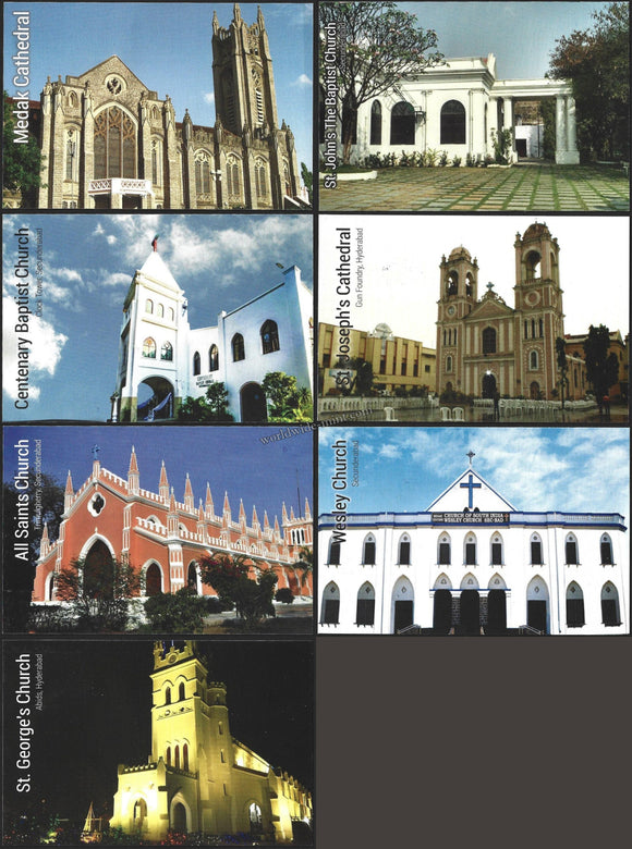 2018 Famous Churches in Telangana Set of 7 Maxim card #MC200