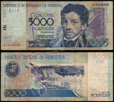 Venezuela 5000 Bolivares - 2000 P#84a Fine Bank Note N#209937 #UCN608
