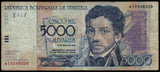 Venezuela 5000 Bolivares - 2000 P#84a Fine Bank Note N#209937 #UCN608
