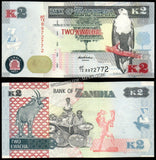 Zambia 2 Kwacha - 2012 P#49a XF+ Bank Note N#207272 #UCN647