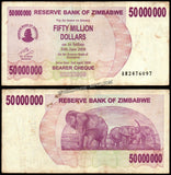 Zimbabwe 50 000 000 Dollars - 2008 P# 57 XF Bank Note N#207280 #UCN655