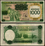Greece 1000 Drachmai - 1939 P# 111 XF Bank Note N#209672 #UCN659