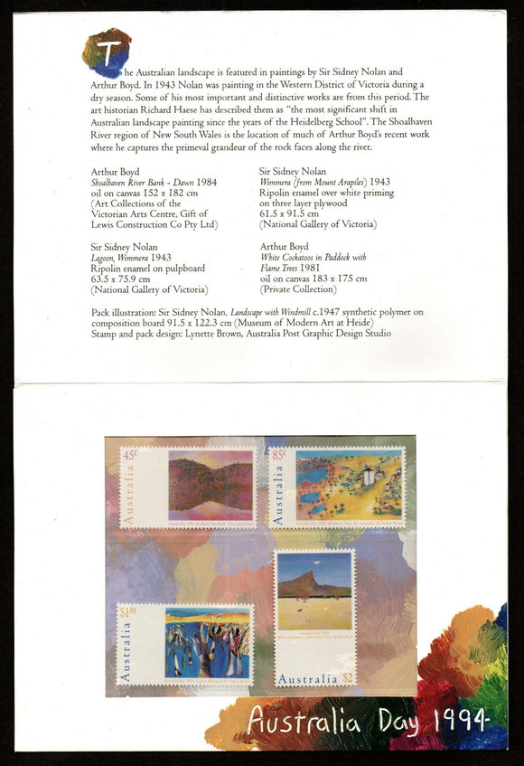 1994 Australia Day - Set of 4 In Presentation Pack - Landscape , mountains, Dessert #FT-66