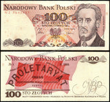 Poland 100 Zlotys - 1986 P#143e.1 UNC Bank Note N#203926 #UCN692