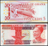 Ghana 5 Cedis - 1982 P#19c AUNC Bank Note N#213563 #UCN698