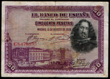 Spain 50 Pesetas - 1928 P#75b XF Bank Note N#201925 #UCN703