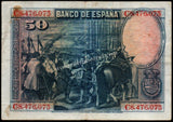 Spain 50 Pesetas - 1928 P#75b XF Bank Note N#201925 #UCN703