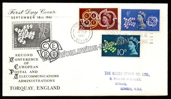 1961 Great Britain Conference of European Postal & Telecommunications FDC #FA76