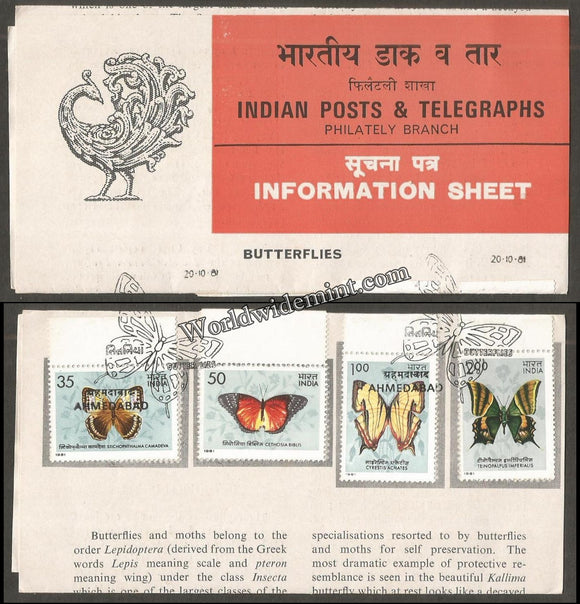 1981 Indian Butterflies - 4v Set Brochure