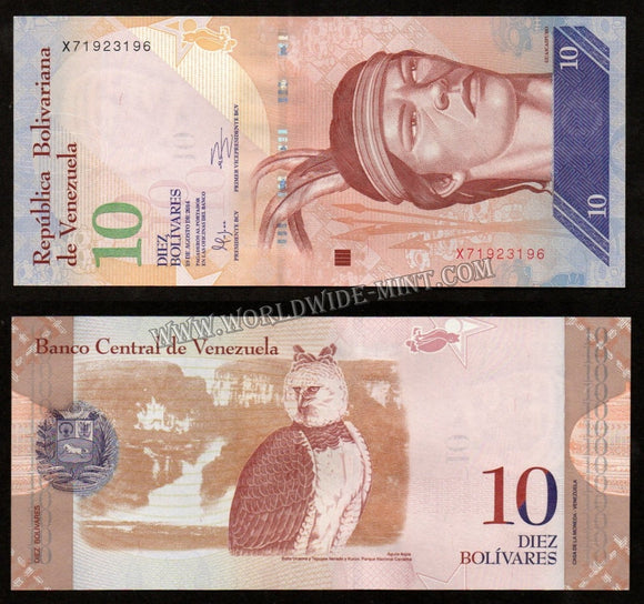 Venezuela 10 Bolivars 2014 UNC Currency Note #CN881