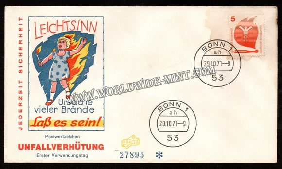 1971 Germany Fire Accident Prevention - Safety at all times FDC #FA88