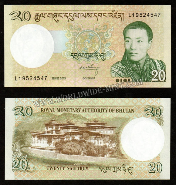 Bhutan 20 Ngultrum UNC Currency Note #CN919