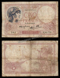 France 5 Francs 1939-1940 Repaired Fair Banknote #UCN948