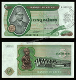 Zaire 5 Zaire P-R3c Provisional issue XF Banknote #UCN954