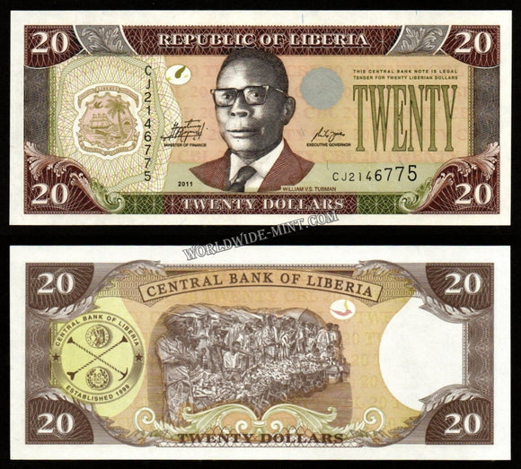 Liberia 20 Dollars 2011 UNC Bank Note #CN975