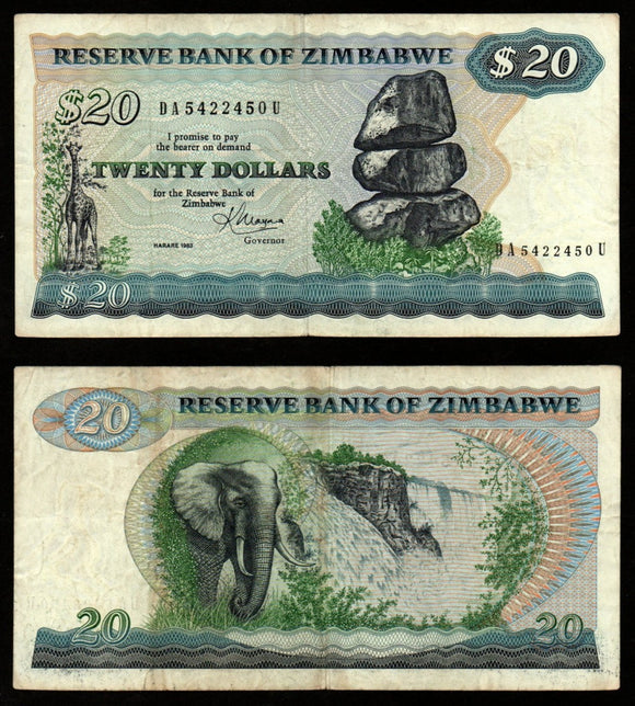 Zimbabwe 20 Dollars 1983 Fine Banknote #UCN976