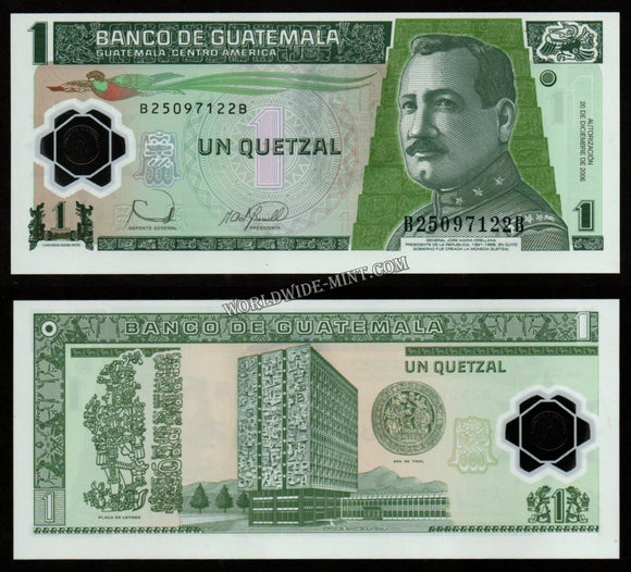 Guatemala 1 Quetzal 2006 Polymer UNC Bank Note #CN977
