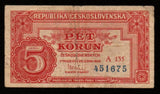 Czechoslovakia 5 Korun 1949 Fair Banknote #UCN985