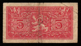 Czechoslovakia 5 Korun 1949 Fair Banknote #UCN985