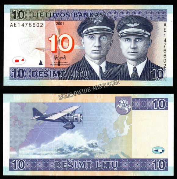 Lithuania 10 Litu 2001 UNC Bank Note #CN988