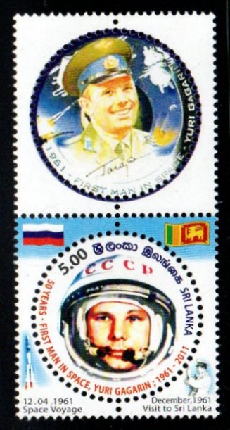 2011 Sri Lanka 50 Years of First Man In Space, Yuri Gagarin with Tab MNH #FT-98