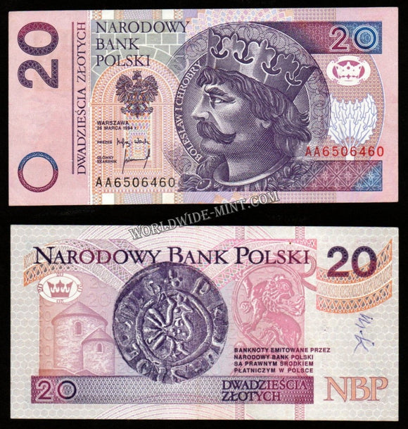 Poland 20 Zlotys 1994 UNC Bank Note #CN991