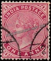 1900 - 1902 BRITISH INDIA - 1a Carmine - Queen Victoria - Empire Star W/M Used Stamp S.G:115