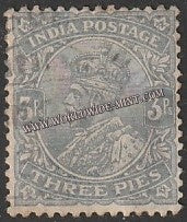 1911 - 1923 BRITISH INDIA - 3p Grey (1912) - King George V Star W/M Used Stamp S.G:151