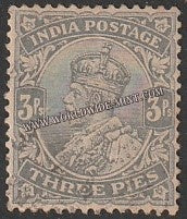 1911 - 1923 BRITISH INDIA - 3p Pale Grey - King George V Star W/M Used Stamp S.G:152