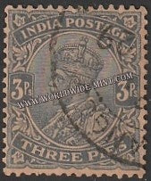 1911 - 1923 BRITISH INDIA - 3p Bluish Grey (1922) - King George V Star W/M Used Stamp S.G:153
