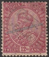 1911 - 1923 BRITISH INDIA - 12a Claret - King George V Star W/M Used Stamp S.G:184