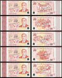 Singapore 10 Dollars Full Set of 5 - 2015 - 50 YEARS OF INDEPENDENCE Commemorative Issue - Polymer UNC Bank Note #CN1287