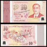 Singapore 10 Dollars Full Set of 5 - 2015 - 50 YEARS OF INDEPENDENCE Commemorative Issue - Polymer UNC Bank Note #CN1287