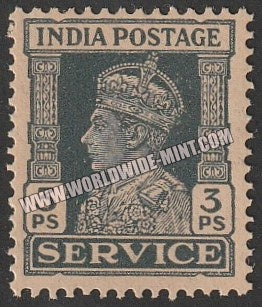 1939 - 1942 BRITISH INDIA - 3p Slate - King George VI - Service W/M Multi Star MNH S.G:O140