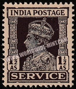 1939 - 1942 BRITISH INDIA - 1 1/2a Dull Violet (01.09.1942) - King George VI - Service W/M Multi Star MNH S.G:O146