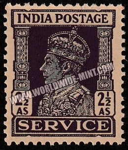 1939 - 1942 BRITISH INDIA - 2 1/2a Bright Violet - King George VI - Service W/M Multi Star MNH S.G:O148