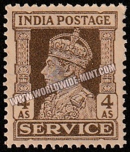 1939 - 1942 BRITISH INDIA - 4a Brown - King George VI - Service W/M Multi Star MNH S.G:O149