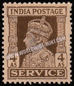 1939 - 1942 BRITISH INDIA - 4a Brown - King George VI - Service W/M Multi Star MNH S.G:O149