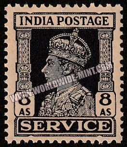 1939 - 1942 BRITISH INDIA - 8a Slate - Violet - King George VI - Service W/M Multi Star MNH S.G:O150