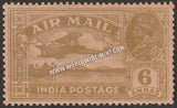 1929 BRITISH INDIA - 6a Bistre - King George V, Air Mail Series Multi Star W/M MNH S.G:223